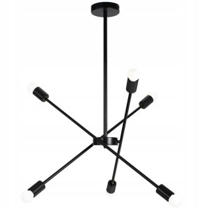 Lampa Sufitowa Wisząca Czarna Czarna 6x60w E27