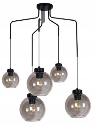 Lampa Wisząca Nad Stół Loftowa Z 5 Kloszami Czarna