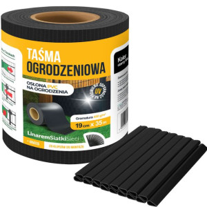 Taśma Ogrodzeniowa 19cmx35m Osłona Paneli Na Płot Ogrodzenie Czarna