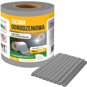 Taśma Ogrodzeniowa 19cmx35m Osłona Paneli Na Płot Ogrodzenie Szara