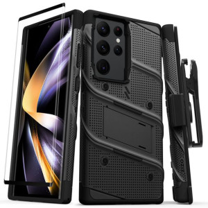 Pancerne etui Galaxy S23 Ultra ze szkłem 9H na ekran + uchwyt z podstawką