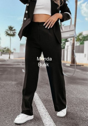 Super Modne Eleganckie Spodnie Wide Leg Czarne L