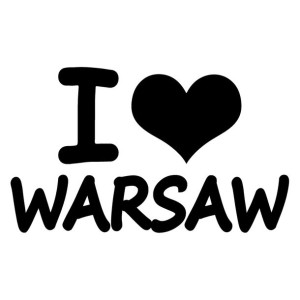 NAKLEJKA na ścianę I LOVE WARSAW na szybę 10 cm