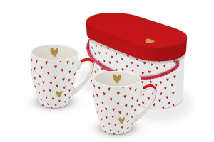 Czerwone Serduszka Kubki Porcelanowe w Pudełku