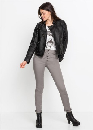 Bonprix Spodnie Rurki Skinny Wysoki Stan Jeansy Guziki 34-36 951386
