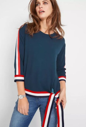 Bonprix Casualowa Bluzka Oversize Rękaw 3/4 Wiązanie Lampas 44-46 937784