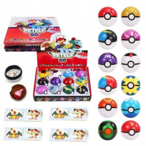 Zestaw 12 Pokeball Pokemon + 12 Figurek + Gratis