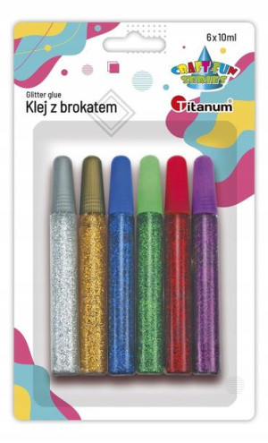 Klej z brokatem 6 kolorów x 10ml Titanum Craft-Fun