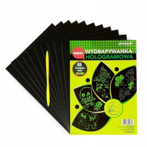 Wydrapywanka hologram A5 10 ark + rylec Zielony