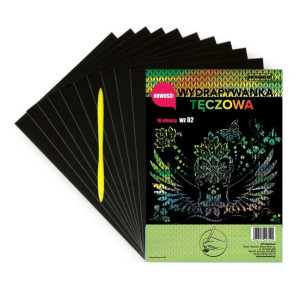 Wydrapywanka tęczowa A4 10 arkuszy + 2 rylce WZ02