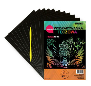 Wydrapywanka tęczowa A4 10 arkuszy + 2 rylce WZ04