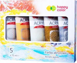 Zestaw farb akrylowych 5 szt x 75 ml MIX BROKAT