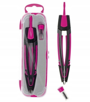Cyrkiel w etui metalowy 2-elementowy Różowy
