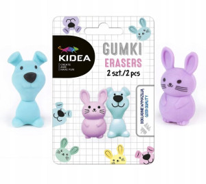 Gumki do mazania zwierzaki 2 szt Kidea