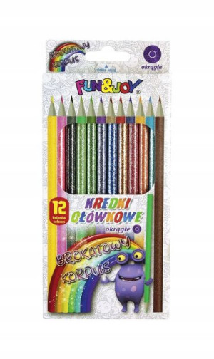 Kredki ołówkowe brokatowe 12 kolorów Fun&Joy