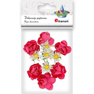 Dekoracje papierowe kwiaty na druciku 11 szt