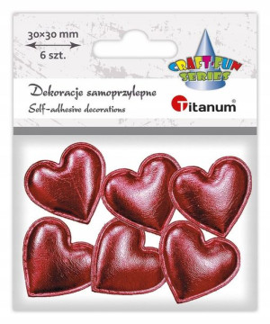 Dekoracje materiałowe samoprzylepne serca 6 szt Ti