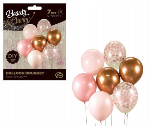 Bukiet balonowy różowo-miedziany 7szt 12"Goda