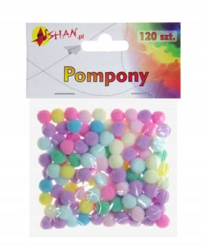 Pompony kolorowe mix pastelowy 120 szt 1cm Shan