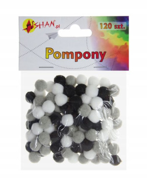 Pompony kolorowe mix 120 szt 1 cm Shan SP05