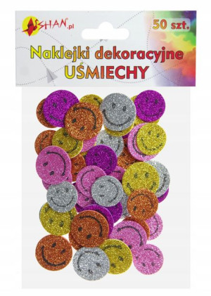 Naklejki dekoracyjne z pianki brokatowe UŚMIECHY