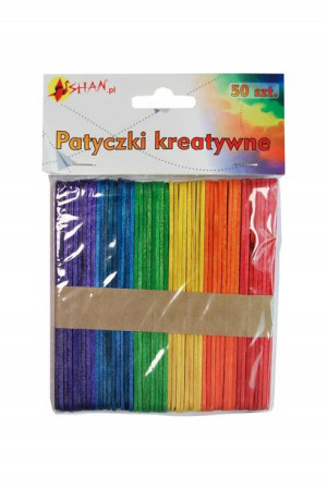 Patyczki kreatywne drewniane kolorowe 11cm 50 szt