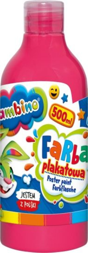 Farby plakatowe w butelce 500ml Bambino różowa