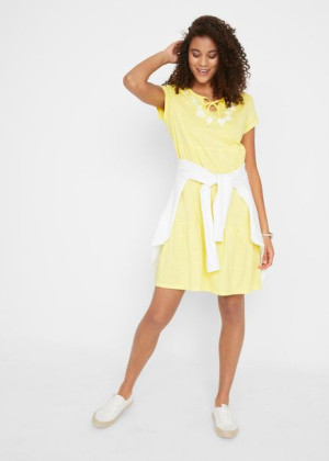 Bonprix Casualowa Sukienka Oversize Nadruk Kwiaty Wiązanie 36-38 905544