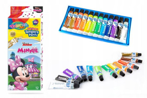 Farby tempera w tubach 12 kolorów x 12 ml Minnie