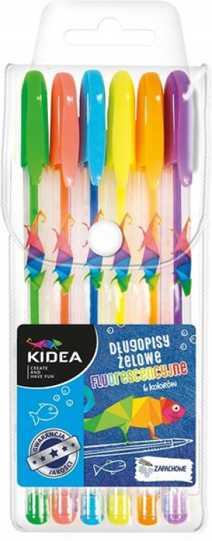 Długopisy żelowe fluorescencyjne 6 kolorów Kidea