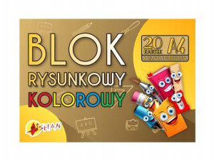 Blok rysunkowy kolorowy 20 ark + złota srebrna A4