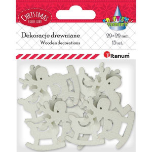 Dekoracje drewniane 15 szt 29x29mm Titanum renifer