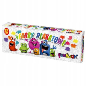 Farby plakatowe 12 kolorów 20 ml Fun&Joy