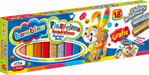 Plastelina kwadratowa 18 kolorów+podkład Bambino