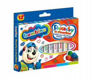 Flamastry ze stempelkami 12 kolorów Bambino