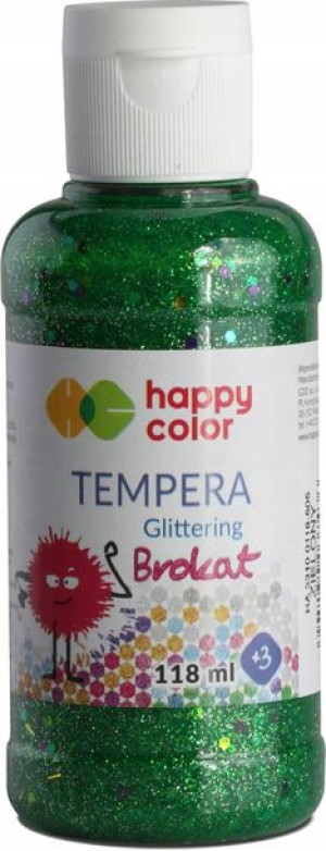 Farba tempera 118ml Happy Color brokatowa zielona