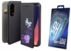 Etui Z Klapką Do Huawei P50 Wzór Motyl + Szkło 9h