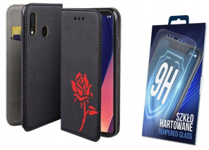 Etui Zamykane Do Samsung Galaxy A20e Róża + Szkło
