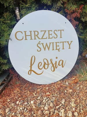 Dekoracja Koło Chrzest Święty + imię 50 cm