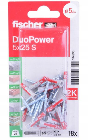 Kołek Rozporowy Z Wkrętem Fischer Duopower 5x25 S K Nv Blister