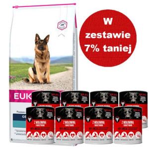 EUKANUBA Adult German Shepherd 12kg + Mr.BIG kawałki w sosie z wołowiną 8x8