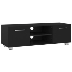 Szafka pod TV, czarna, 110x40x35 cm, materiał drewnopochodny