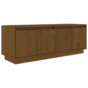 Szafka pod TV, miodowy brąz, 110x34x40 cm, lite drewno sosnowe