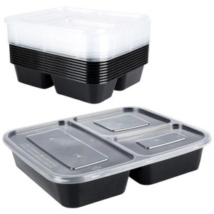 pojemnik na żywność dzielony lunchbox z 3 przegródkami zestaw 10 szt. 1,5 l
