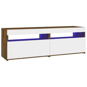 Szafki pod TV z LED, 2 szt., przydymiony dąb, 60x35x40 cm