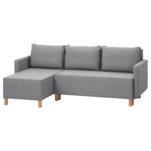 IKEA BENNEBOL Rozkładana sofa 3-osobowa z szezlongiem szary