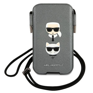 Oryginalna Torebka Karl Lagerfeld Saffiano Head 6,7 Cala Szara