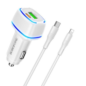 Ładowarka Samochodowa- Usb + Typ C - Qc 3.0 Pd 20w 3a Z Kablem Typ C Na