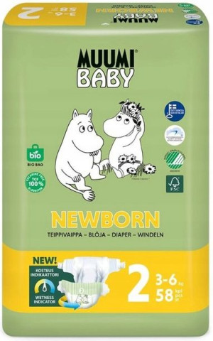 Muumi 2 Mini 3-6kg Eko Pieluszki 58 Sztuk