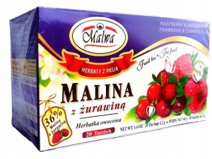 Herbata Malinowa Z Żurawiną Malwa 40g Ekspresowa